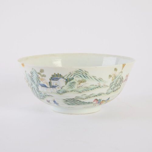 A Large 19th Century Chinese Famille-rose 'Landscape' Bowl