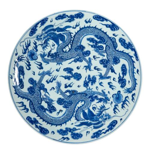 A Chinese Blue and White &lsquo;Dragon&rsquo; Plate (Daoguang Nian Zhi Mark)