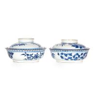 Two Blue and White Lidded Bowls (Jin Tang Fa Ji Mark)