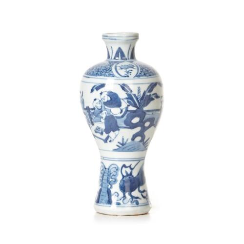 A Chinese Ming Style Blue and White 'Figural' Meiping Vase