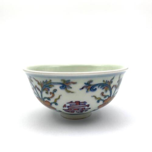A Blue and White Doucai 'Longevity' Bowl (Da Qing Guangxu Nian Zhi Mark)