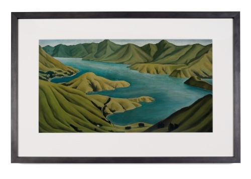 Doris Lusk's Akaroa Harbour, Bank Peninsula (1949) framed art print