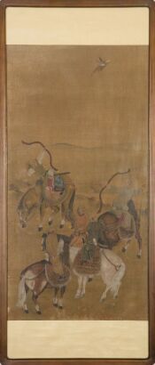 A Chinese Old Painting of Hunting Scene on Silk