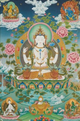 A Chinese Tibetan19th Century Thangka of White Tara