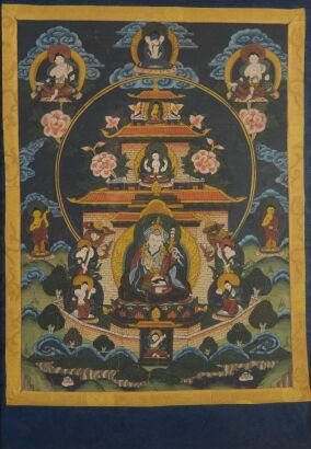 A Chinese Tibetan 19th Century Thangka of God of Wealth