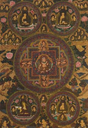 A Chinese Tibetan Thangka of the Transmission of Teachings