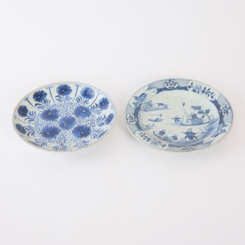 A Set of Two Chinese Qing Dynasty Kangxi Export Blue and White Dishes