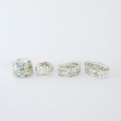 A Group of Four Chinese Qing Dynasty Famille-rose Boxes