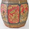 A Chinese Red Lacquer and Gilt Carved 'Bird and Flower' Wooden Garden Stool - 4