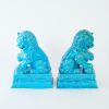 A Pair of Chinese Mid 20th Century Blue-glazed Lion Ornaments - 2