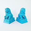 A Pair of Chinese Mid 20th Century Blue-glazed Lion Ornaments - 3