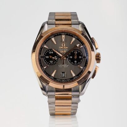 Stainless Steel / Sedna Red Gold, 43mm, OMEGA, Seamaster Aquaterra GMT Chronograph Wristwatch, circa 2016