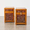 A Pair of Chinese Carved Wood Bedside Cabinets