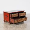 A Chinese Qing Dynasty Red Lacquer and Gilt Carved Panel Tea Table - 3