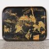 A Japanese Meiji Period Black Lacquer and Gilt 'Figural' Rectangular Tray