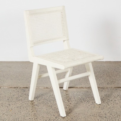 A Single Retro Style Wood & Rattan Chair