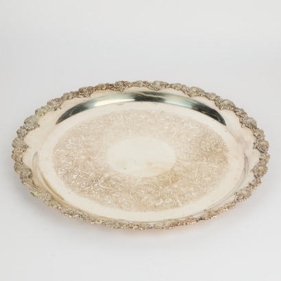 A Large Engraved Silverplate Drinks Tray
