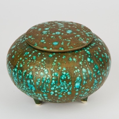 A Raku Fired Ceramic Storage Vessel