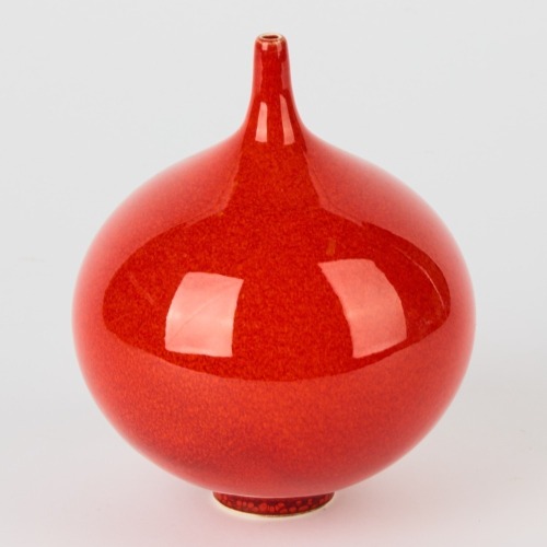 A Small Orb Vase by Peter Collins in Red