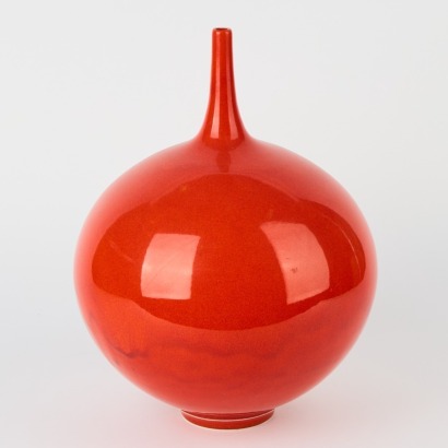 A Large Orb Vase by Peter Collis in Red