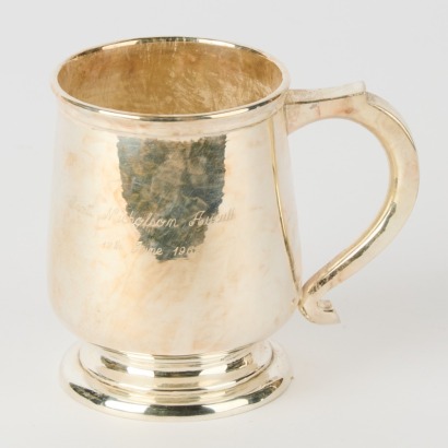 A Christening Mug Marked Sterling to the Underside
