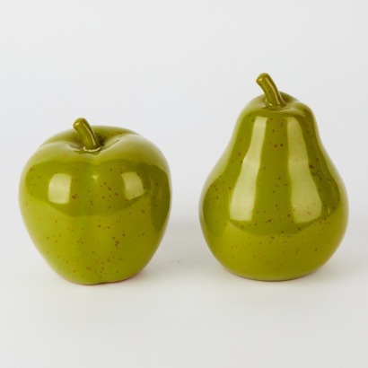 A Green Ceramic Apple & Pear Duo