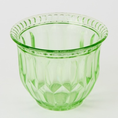 A Vintage Green Depression Glass Planter