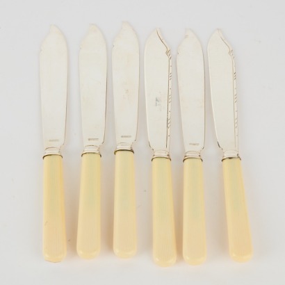 A Set of Six Vintage &lsquo;Bone&rsquo; Handle Knives