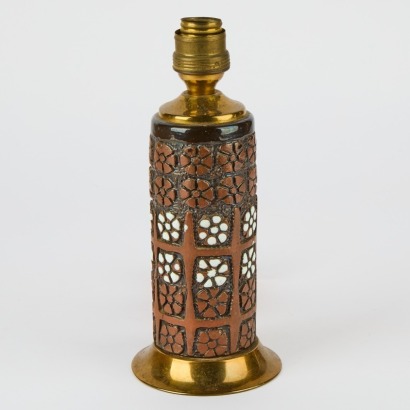 A Ceramic and Copper Mid-Century Table Lamp