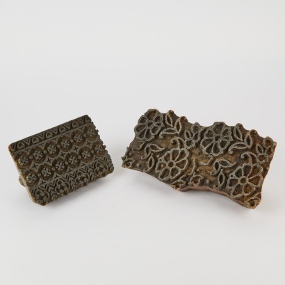 A Pair of Indian Hand-Carved Fabric Stamps