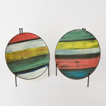 A Pair of Peter Collis Plates with Display Stands