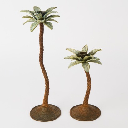 A Pair of Palm Tree Candlesticks