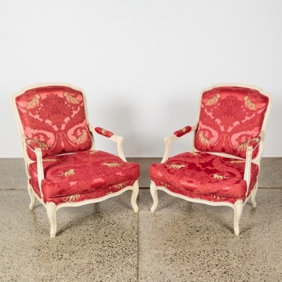 A Pair of Louis XV Style Chair with Tiger Motif Upholstery