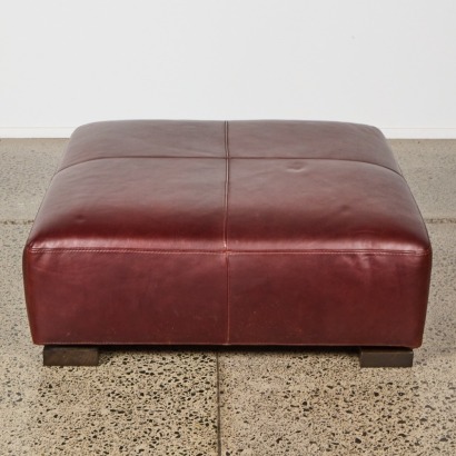 A Leather Square Ottoman