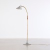 A Mid-Century Modern Aluminium Floor Lamp with a Brass Base, Italy c.1950s