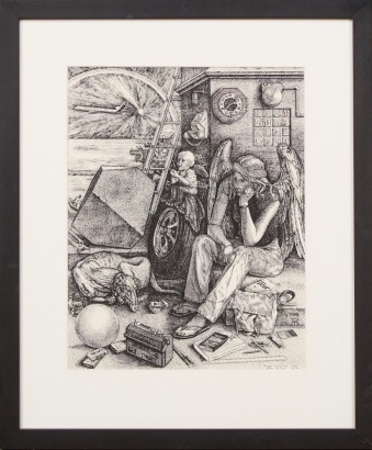 Melenccolia 1. After Albrecht Druer Framed Print by Roger Twiname 1981