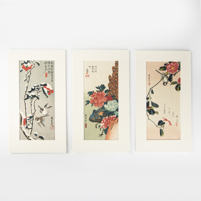 Three Japanese Ukiyo-e Paintings of Flowers and Birds - The Collection of John Perry's Asian Art