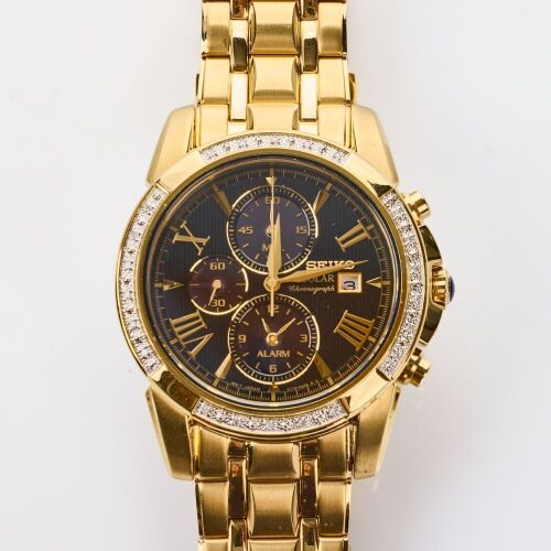Stainless Steel, 41.5mm Seiko Men's Le Grand Sport Alarm Chronograph Solar Wristwatch