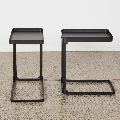 A Pair of Minimal Black Metal Side Tables