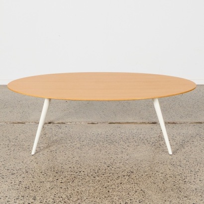 An Oval Oak Mid Century Modern Coffee Table