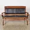 A Teak & Black Leather Mid Century Couch