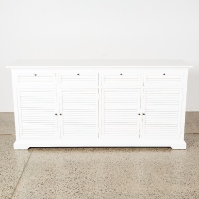 A White Sideboard With Venetian Detailed Front