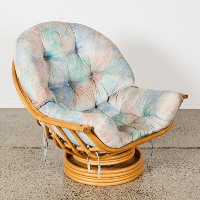 A Vintage Formed Cane Swivel Chair