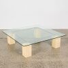 A Large Travertine Chrome And Glass Coffee Table - 2