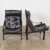 A Pair of Mid-Century Black Leather Safari Chairs - 2