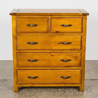 A Five Drawer Solid Wood Chest of Drawers