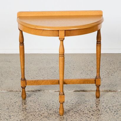 A Vintage Semi Circular Oak Entrance Way Table