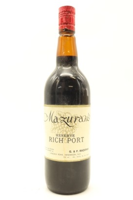 (1) Mazuran's Reserve Rich Port, Auckland, 18.5% ABV