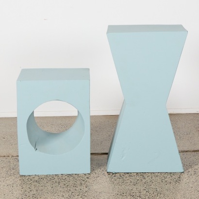 A Pair of Industrial Style Plinths
