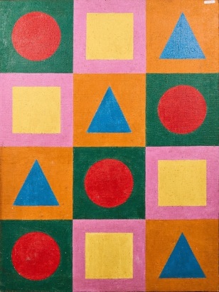 A Victor Vasarely-Style Vintage Painting